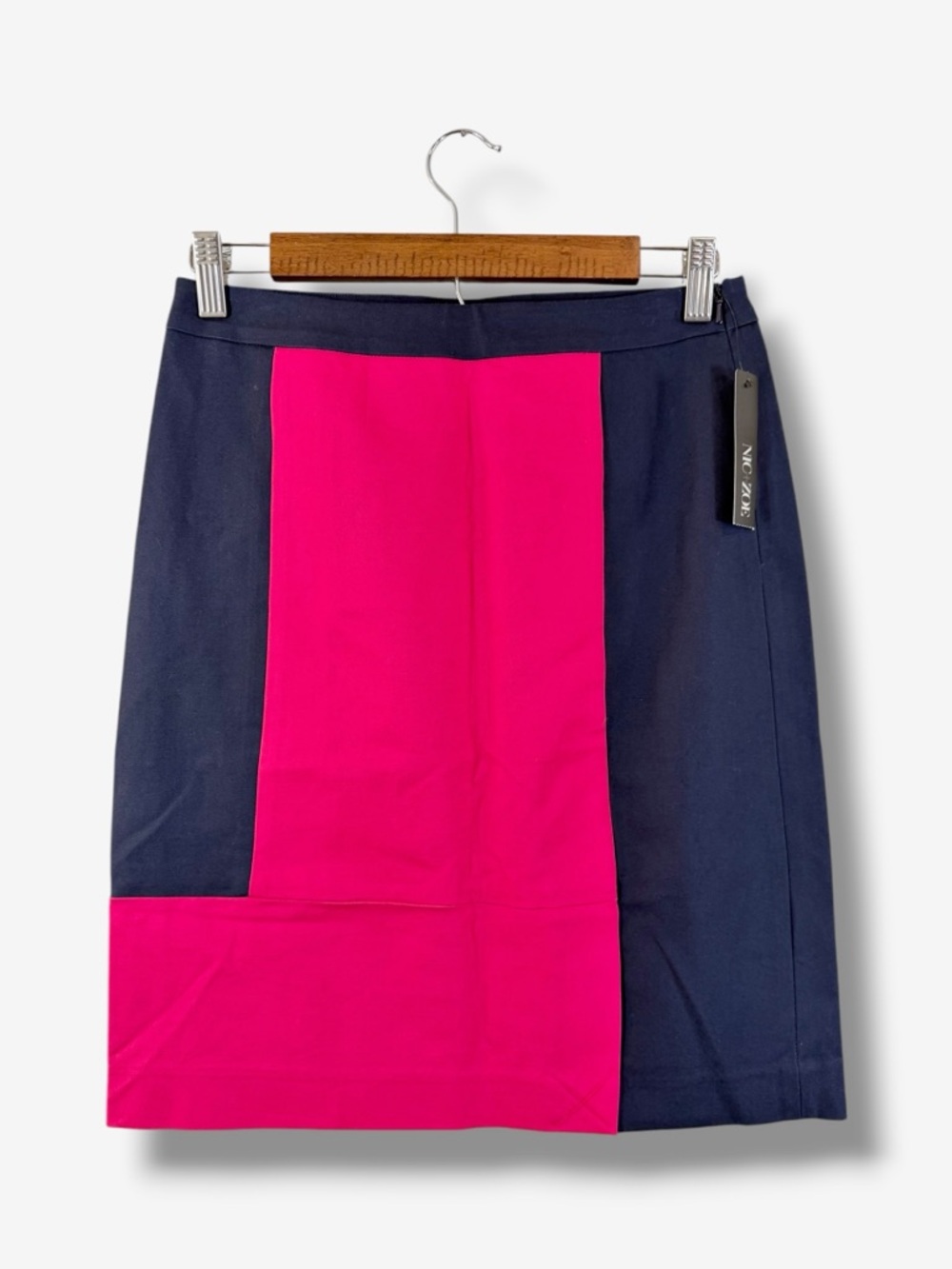 Nic + Zoe Colorblock Pencil Skirt Size 2 Blue Pink Office Career Preppy Spring